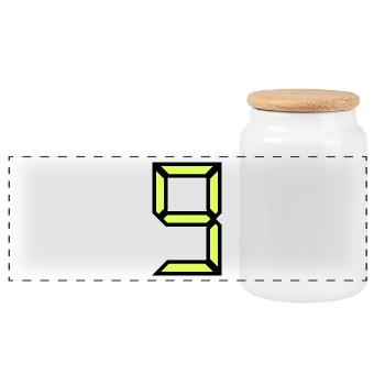 9 YEARS. 9th ANNIVERSARY. BIRTHDAY 9 YEARS. 9 - Panoramic Cookie Jar with Wooden Lid - white - Front