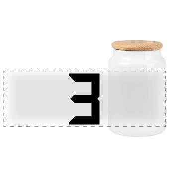 3 YEARS. 3RD ANNIVERSARY. BIRTHDAY 3 YEARS. 3 - Panoramic Cookie Jar with Wooden Lid - white - Front