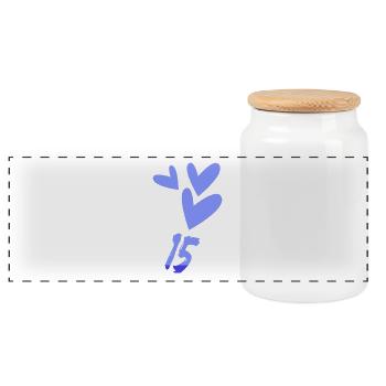 15. 15 YEARS. 15th ANNIVERSARY. BIRTHDAY 15 YEARS. - Panoramic Cookie Jar with Wooden Lid - white - Front