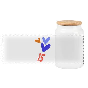 15. 15 YEARS. 15th ANNIVERSARY. BIRTHDAY 15 YEARS. - Panoramic Cookie Jar with Wooden Lid - white - Front