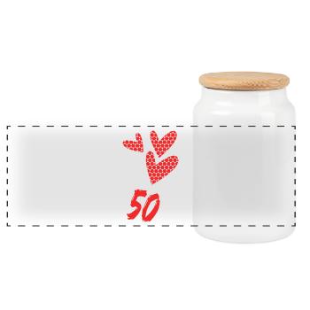 50. 50 YEARS. 50th ANNIVERSARY. BIRTHDAY 50 YEARS. - Panoramic Cookie Jar with Wooden Lid - white - Front