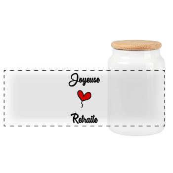 HAPPY RETIREMENT - Panoramic Cookie Jar with Wooden Lid - white - Front