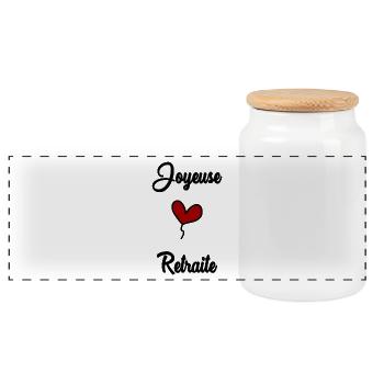 HAPPY RETIREMENT - Panoramic Cookie Jar with Wooden Lid - white - Front