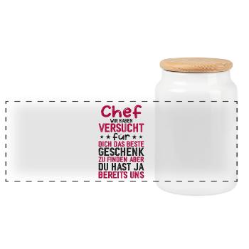 Chef wir haben Versucht das beste Geschenk - Panorama Keksdose mit Holzdeckel - Weiß - Vorne