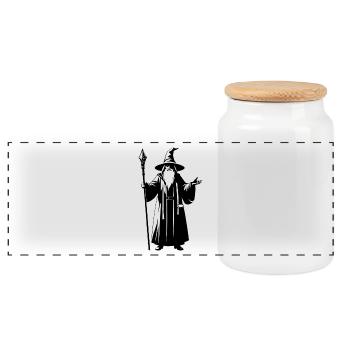 Sorcier - Logo Fantasy Simple - Boîte à biscuits avec couvercle en bois - blanc - Devant