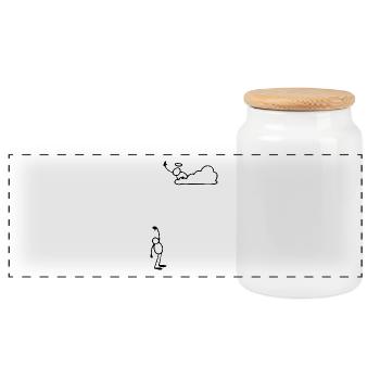 Humour - Panoramic Cookie Jar with Wooden Lid - white - Front