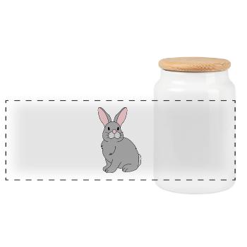 Lapin Mignon en Style Cartoon - Boîte à biscuits avec couvercle en bois - blanc - Devant