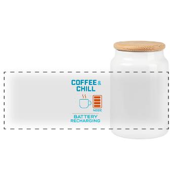 Coffe and chill battery recharging - Panoramic Cookie Jar with Wooden Lid - white - Front