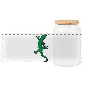 Gecko de salamandre lézard - Boîte à biscuits avec couvercle en bois - blanc - Devant