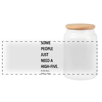 funny cool saying funny cool sayings humor - Panoramic Cookie Jar with Wooden Lid - white - Front