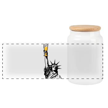 Free Beer - Panoramic Cookie Jar with Wooden Lid - white - Front
