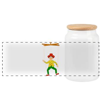 doll - Panoramic Cookie Jar with Wooden Lid - white - Front