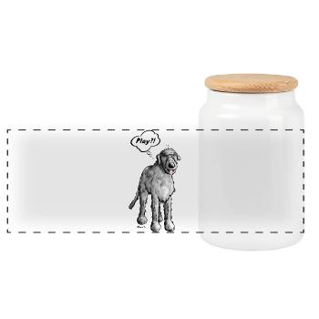 Irish wolfhound - cartoon - comic - funny - Panoramic Cookie Jar with Wooden Lid - white - Front