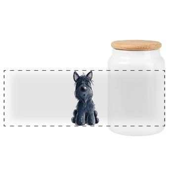 Süßer Scottish Terrier - Scottie - Geschenk - Hund - Panorama Keksdose mit Holzdeckel - Weiß - Vorne