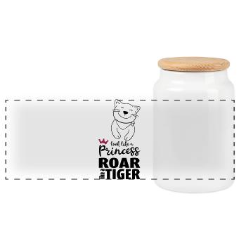 Tigre de maison - Boîte à biscuits avec couvercle en bois - blanc - Devant
