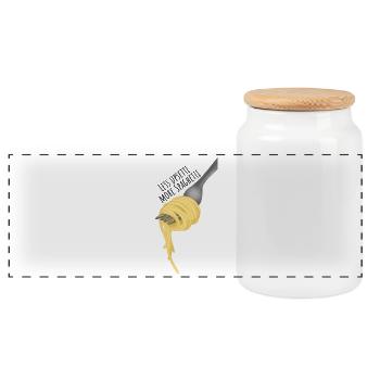 Less upsetti more spaghetti - Panoramic Cookie Jar with Wooden Lid - white - Front