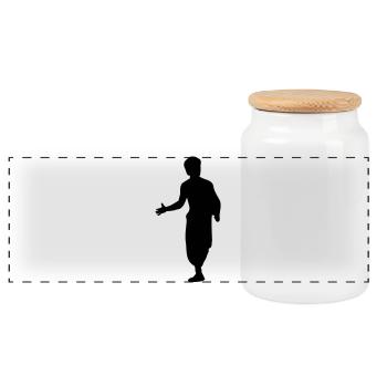 Bruce Lee und Action Kung Fu Escrima Schattenfigur - Panorama Keksdose mit Holzdeckel - Weiß - Vorne