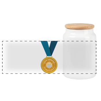 TAPFERKEITS-MEDAILLE Covid-19 - Panorama Keksdose mit Holzdeckel - Weiß - Vorne