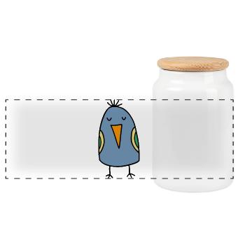 Funny bird - Panoramic Cookie Jar with Wooden Lid - white - Front