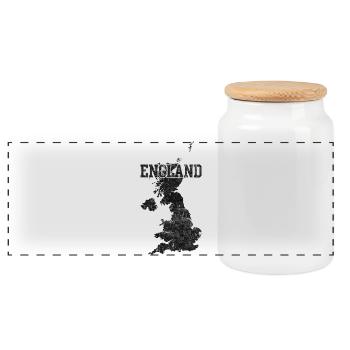 England Ziegelkartentextur - Panorama Keksdose mit Holzdeckel - Weiß - Vorne