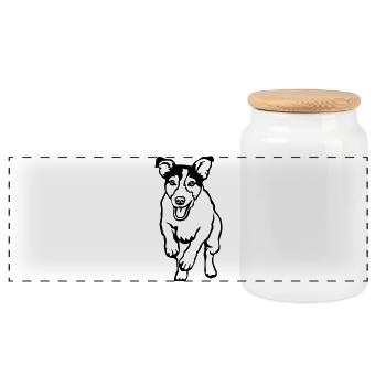 Jack Russell Terrier - Panorama Keksdose mit Holzdeckel - Weiß - Vorne