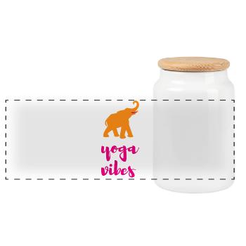Yoga Vibes Elefant Meditation Quotes Indien - Panorama Keksdose mit Holzdeckel - Weiß - Vorne