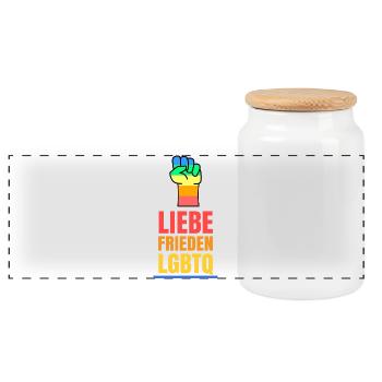 Homosexuell Liebe Lgbt Statement Menschenrechte - Panorama Keksdose mit Holzdeckel - Weiß - Vorne