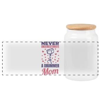Maman batteuse - Boîte à biscuits avec couvercle en bois - blanc - Devant
