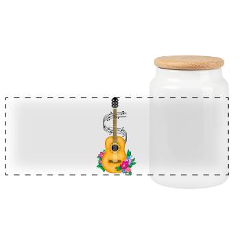 Gitarre, Musikliebhaber - Panorama Keksdose mit Holzdeckel - Weiß - Vorne
