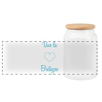 BRITTANY. HEART. HEART. REGION. FEAST. FLAG. HERM - Panoramic Cookie Jar with Wooden Lid - white - Front