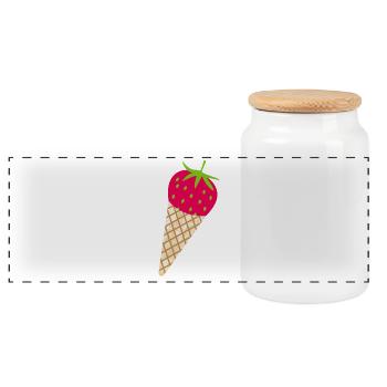 Erdbeere Eis Erdbeerzeit süß lecker Obst Früchte - Panorama Keksdose mit Holzdeckel - Weiß - Vorne