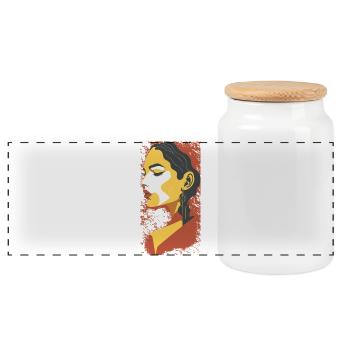 Portrait géométrique d’été - Boîte à biscuits avec couvercle en bois - blanc - Devant