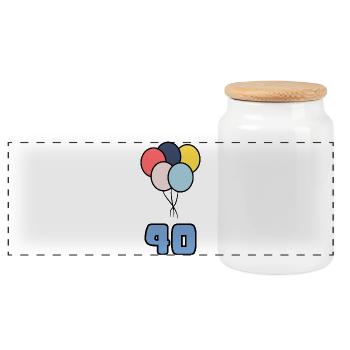 40. 40 ANS. 40e ANNIVERSAIRE. ANNIVERSAIRE 40 ANS. - Boîte à biscuits avec couvercle en bois - blanc - Devant