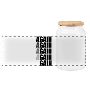 Again Again Again Again Gain - Panoramic Cookie Jar with Wooden Lid - white - Front