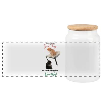 If you cannot do Great Things, do small things... - Panoramic Cookie Jar with Wooden Lid - white - Front