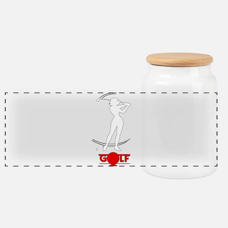 Retro-Golfer - Panorama Keksdose mit Holzdeckel - Weiß