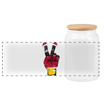 Germany Flag Christmas Peace Symbol used - Panoramic Cookie Jar with Wooden Lid - white - Front