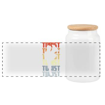 Tuba Players - Panoramic Cookie Jar with Wooden Lid - white - Front