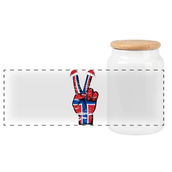 Norwegen Flagge Weihnachten Peace Symbol used - Panorama Keksdose mit Holzdeckel - Weiß - Vorne