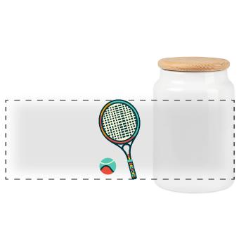 Tennis - Panoramic Cookie Jar with Wooden Lid - white - Front