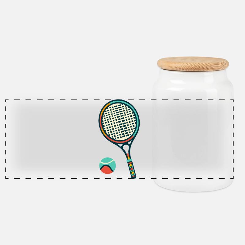 Tennis - Panorama Keksdose mit Holzdeckel - Weiß