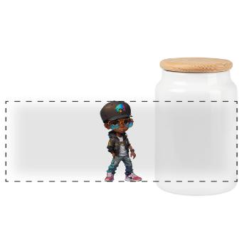 Cooles Hip-Hop-Teenie-Kind - Panorama Keksdose mit Holzdeckel - Weiß - Vorne