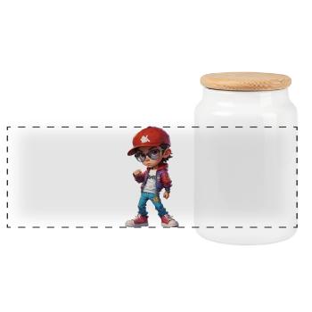 Adolescent branché cool - Boîte à biscuits avec couvercle en bois - blanc - Devant