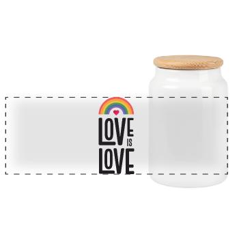 LGBT Pride Month - Love is Love - Panoramic Cookie Jar with Wooden Lid - white - Front