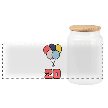 20. 20 ANS. 20e ANNIVERSAIRE. ANNIVERSAIRE 20 ANS. - Boîte à biscuits avec couvercle en bois - blanc - Devant