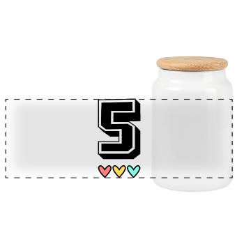 5. 5 YEARS. 5th ANNIVERSARY. 5 YEAR ANNIVERSARY - Panoramic Cookie Jar with Wooden Lid - white - Front