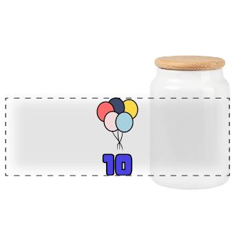 10. 10 ANS. 10e ANNIVERSAIRE. ANNIVERSAIRE 10 ANS. - Boîte à biscuits avec couvercle en bois - blanc - Devant