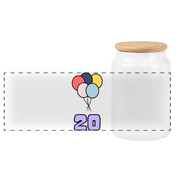20. 20 ANS. 20e ANNIVERSAIRE. ANNIVERSAIRE 20 ANS. - Boîte à biscuits avec couvercle en bois - blanc - Devant