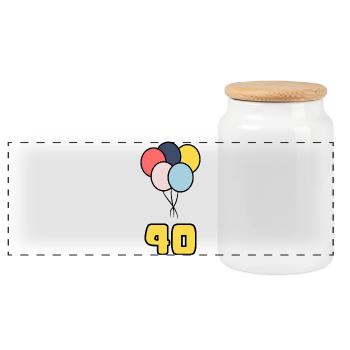 40. 40 YEARS. 40th ANNIVERSARY. 40 YEARS ANNIVERSARY. - Panoramic Cookie Jar with Wooden Lid - white - Front