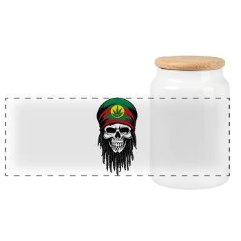 SKULL RASTA CAP - Panoramic Cookie Jar with Wooden Lid - white - Front